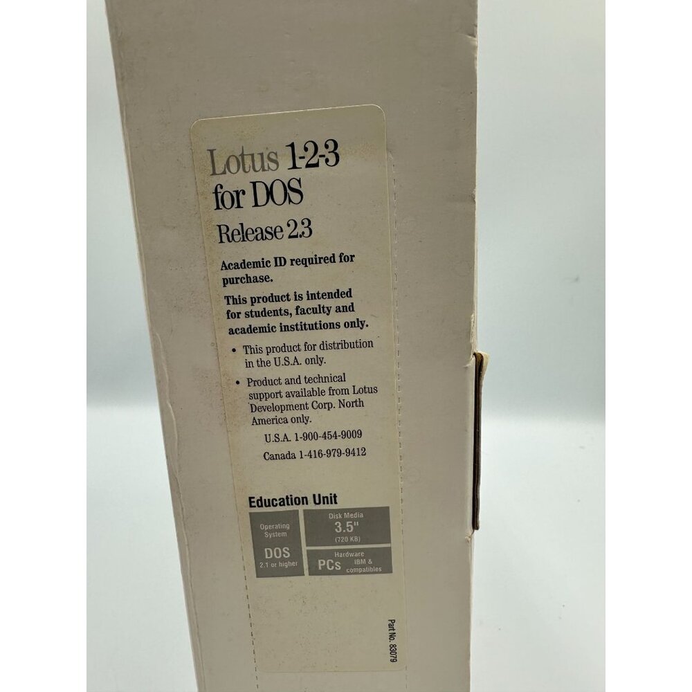 Lotus 1-2-3 For DOS Release 2.3 Education Unit 3.5" Disk Media Pre-Owned